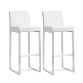 Denmark White Performance Vegan Leather and Stainless Steel Barstool - Set of 2 Model: TOV-K3637